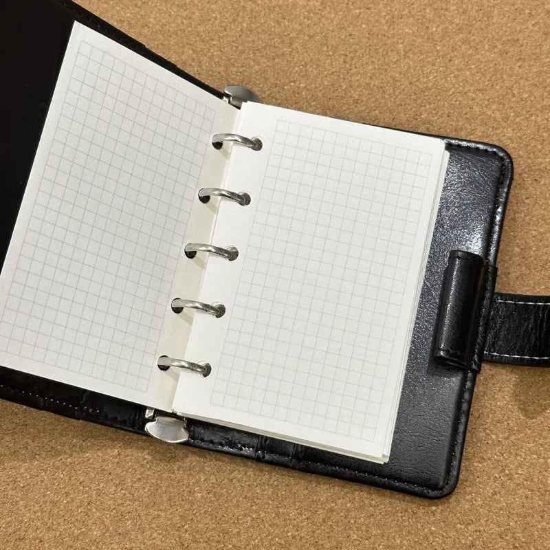 Red Pu M5 Notebooks 40sheets Line Inner Pages Loose-Leaf Leather Notebook Suitable For Students To Use As A Portable Pocket Book