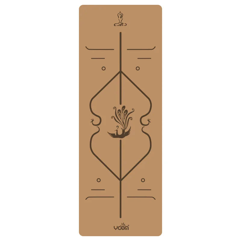 2025 New Cork & Natural Rubber Luxury Yoga Mat with Laser-Engraved Alignment Lines - Shock Absorption, Anti-Slip, Noise Reductio