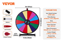 SucceBuy 18/24/36 inch Spinning Prize Wheel 14 Slots Spinning Wheel Tabletop  Floor Standing Win Fortune Spin Games in Party Pub