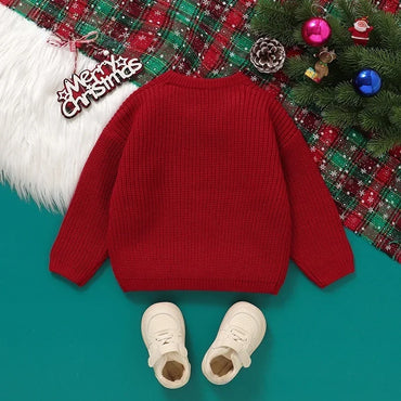 Child Sweater Christmas Reindeer Knit Sweater for Girls 0-5Y Baby Boy Clothes Reindeer Embroidered Pullover Festive Winter Wear