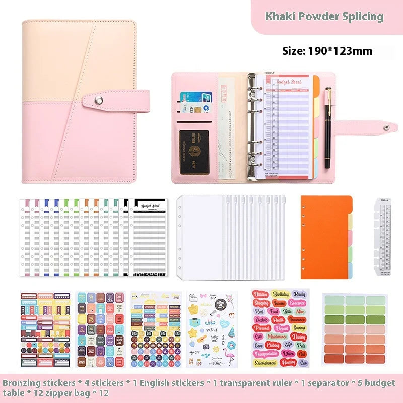 Pu A6 Binder Notebook Money Manager Budget Money Budget Planner With Pen Zipper Cash Envelope Budget Sheets Stickers Pvc Pockets