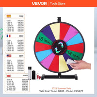 SucceBuy 18/24/36 inch Spinning Prize Wheel 14 Slots Spinning Wheel Tabletop  Floor Standing Win Fortune Spin Games in Party Pub