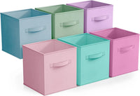 Fabric Storage Cubes  Sturdy Collapsible Storage Bins  Handle 6 Foldable Baskets for Organizing Clothes, Toys