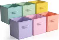 Fabric Storage Cubes  Sturdy Collapsible Storage Bins  Handle 6 Foldable Baskets for Organizing Clothes, Toys