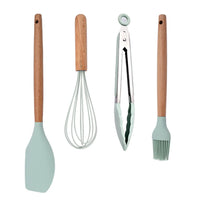 Silicone Kitchenware Cooking Utensils Set Non-stick Cookware Spatula Shovel Egg Beaters Wooden Handle Kitchen Cooking Tool Set