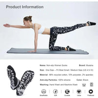 Non Slip Yoga Socks for Women, Anti-Skid Pilates, Barre, Hospital Socks with Grips, Size 5-10