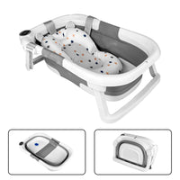 Foldable Baby Bathtub, Baby Bathtub With Soft Cushion And Thermometer, Portable Travel Baby Bathtub