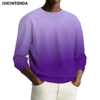 Gradient Print Men's Pullover Hooded Sweatshirt Spring Autumn Daily Fitness Sportswear Fashion Casual Hoodies Loose Clothing