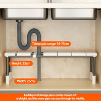 Kitchen Rack Retractable Under Sink Shelf Cabinet 2 Layer Multipurpose Pot Rack Cabinet Layered Storage Rack Bathroom Organizer
