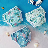 HappyFlute 3pcs Tropical Vacation Summer Print Reusable Adjustable Cloth Diapers Swimming Pool Pant Washable Nappy Cover