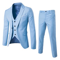 Men'S Trend Personality Shirt 3 Piece Slim Suit Business Wedding Party Vest & Pants Solid Color Elegant Man Clothes Complete 셔츠
