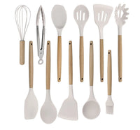 Silicone Kitchenware Cooking Utensils Set Non-stick Cookware Spatula Shovel Egg Beaters Wooden Handle Kitchen Cooking Tool Set