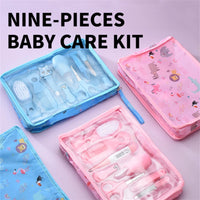 9 Pcs/Set Newborn Baby Kids Nail Hair Health Care Thermometer Grooming Brush Kit Care Baby Essentials Newborn Material Safety