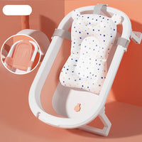 Foldable Baby Bathtub Multifunctional Infants Toddlers 0-36 Months Portable Travel Baby Tub With Newborn Cushion Anti-Skid Pad