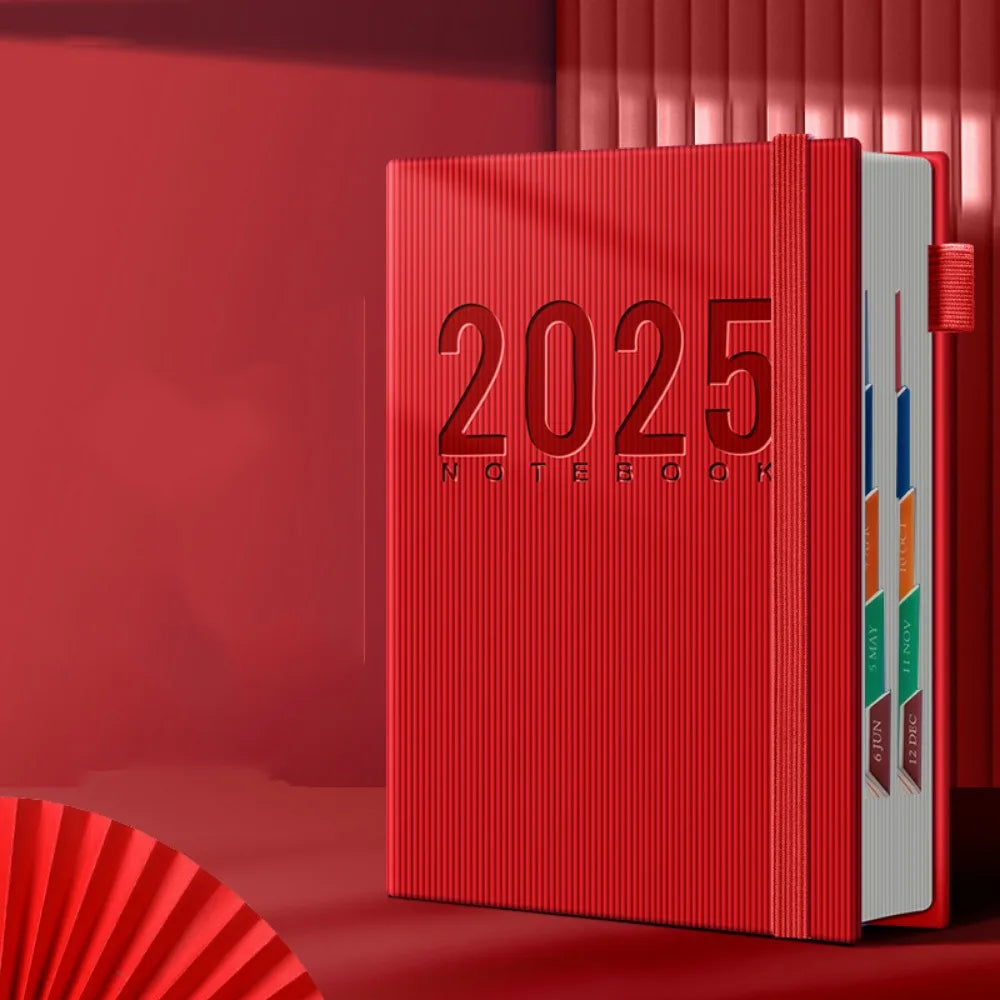 12 Months 2025 Schedule Planner Notepad Time Management Thicken Paper 365 Days Notepad Portable Textured PU a5 Diary Notepad