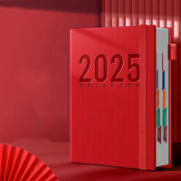 12 Months 2025 Schedule Planner Notepad Time Management Thicken Paper 365 Days Notepad Portable Textured PU a5 Diary Notepad