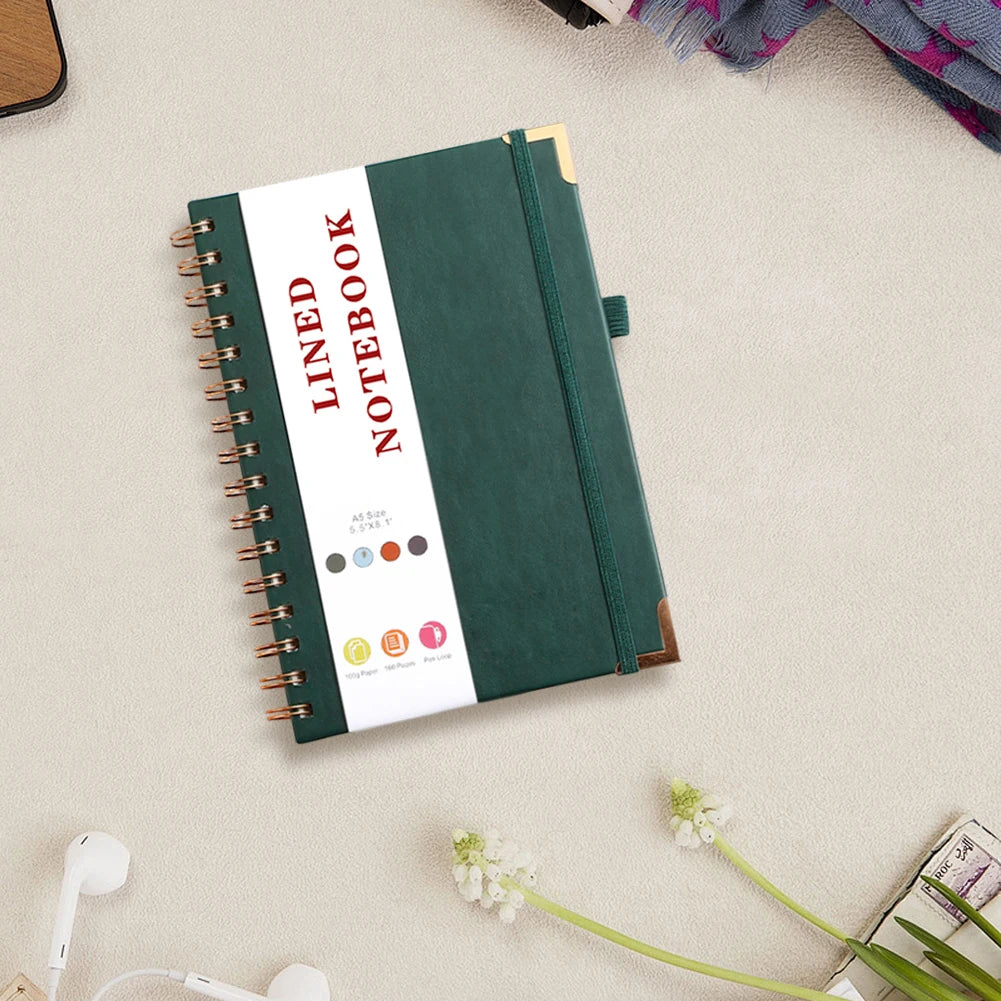 A5 Lined Notebook Spiral Journal Portable Hardcover Notebook Multi-Function Loose-leaf Notebook for Working Note Taking