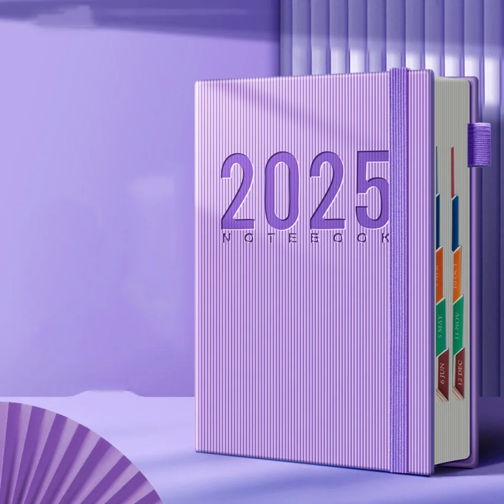 12 Months 2025 Schedule Planner Notepad Time Management Thicken Paper 365 Days Notepad Portable Textured PU a5 Diary Notepad