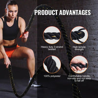 Battle Rope 15inch Heavy Duty 30ft Gym Work out FitnessTraining Equipment